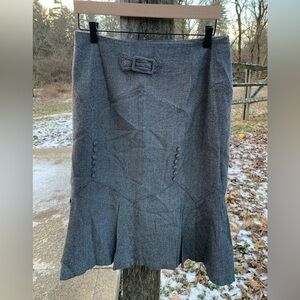 Metrostyle Charcoal tweed fit flare Pencil Skirt back buckle and buttons size 10